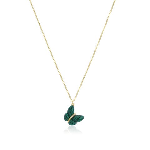 Asymmetrical Malachite Butterfly Necklace