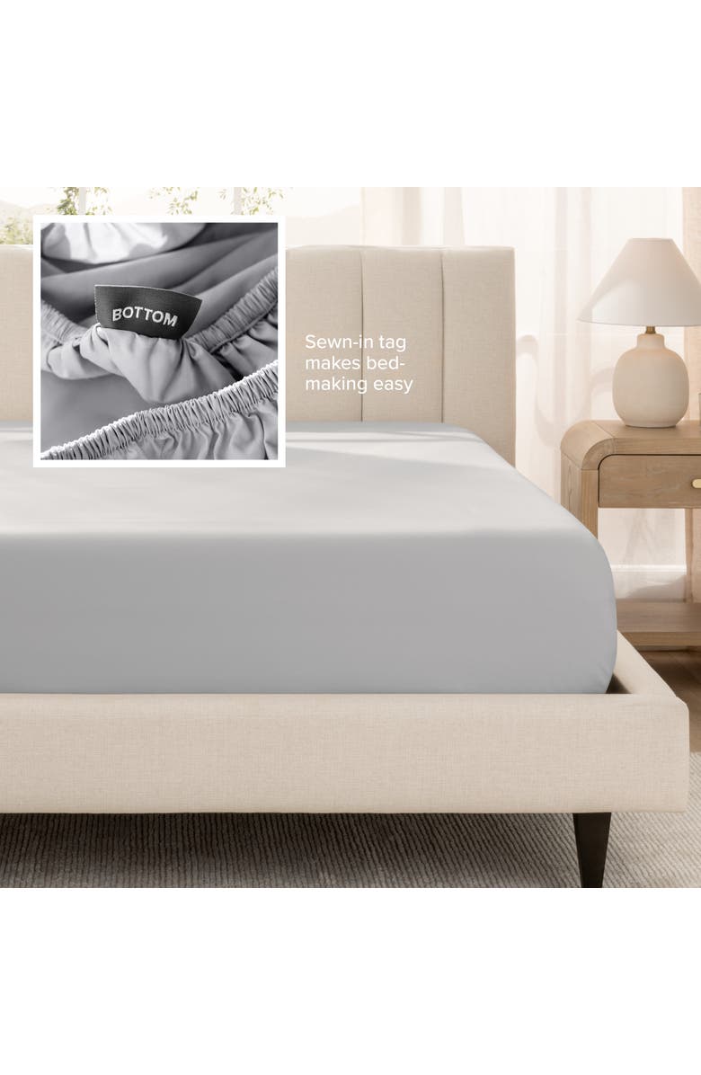 Bare Home 400 Thread Count Organic Cotton Sateen Fitted Sheet - Full XL, Alternate, color, Grey
