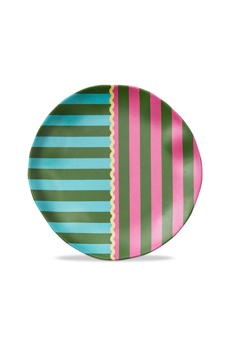 Cabana Stripe Melamine App Plate Multi Melamine Summer, Main, color, Green