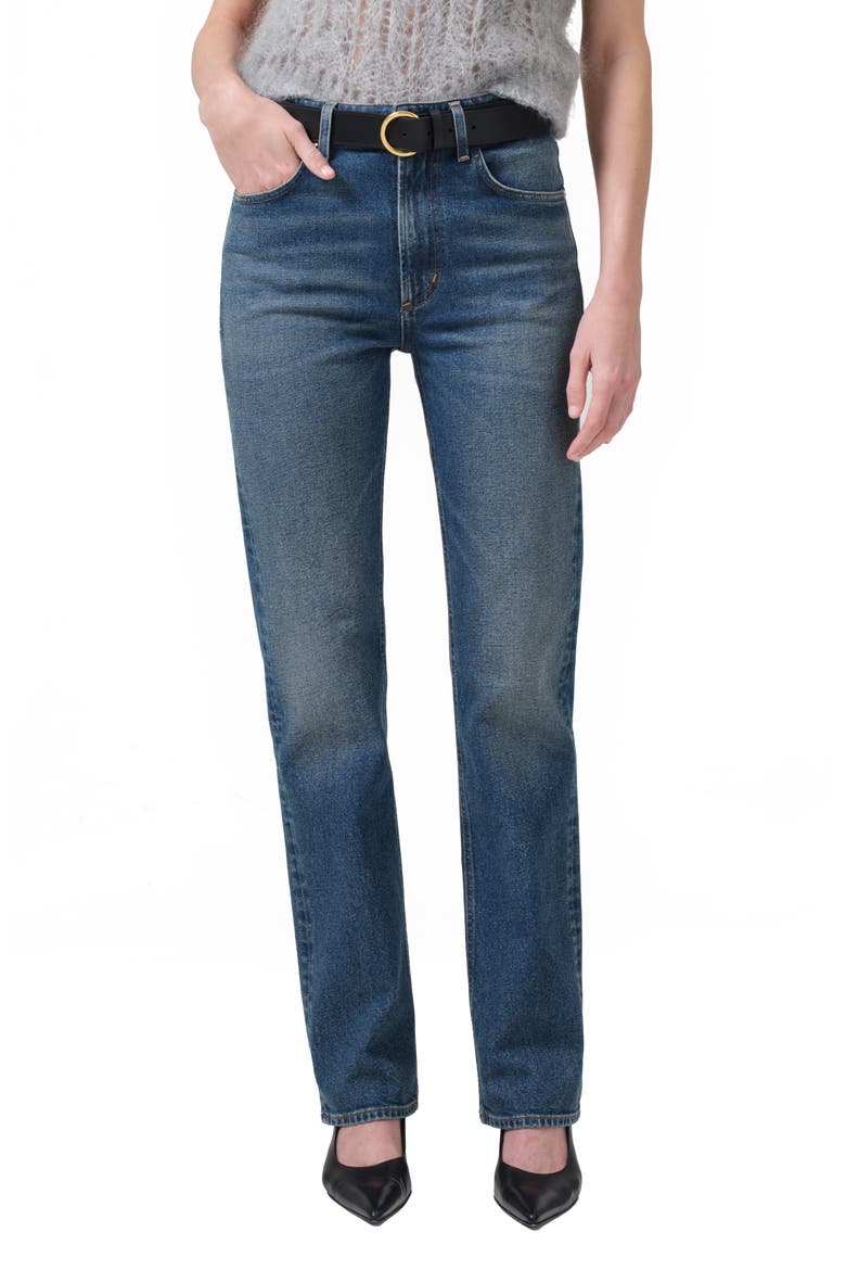 Zurie High Waist Straight Leg Jeans, Main, color, EUGENE