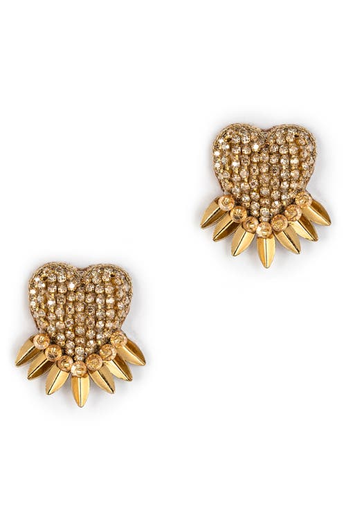 Deepa Gurnani Danira Crystal Heart Earrings In Gold