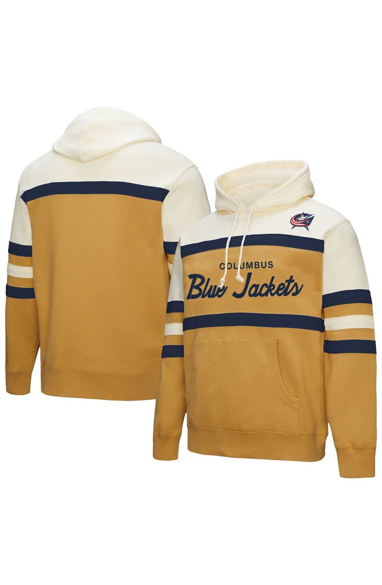 Mitchell & Ness Men's Mitchell & Ness Gold/Cream Columbus Blue Jackets Head Coach Pullover Hoodie, Main, color, Gold