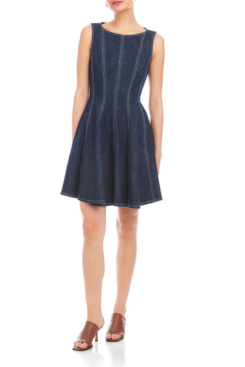 Darla Fit & Flare Denim Minidress, Main, color, INDIGO