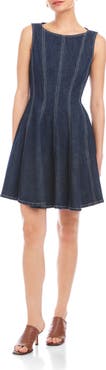 FIFTEEN TWENTY Darla Fit & Flare Denim Minidress