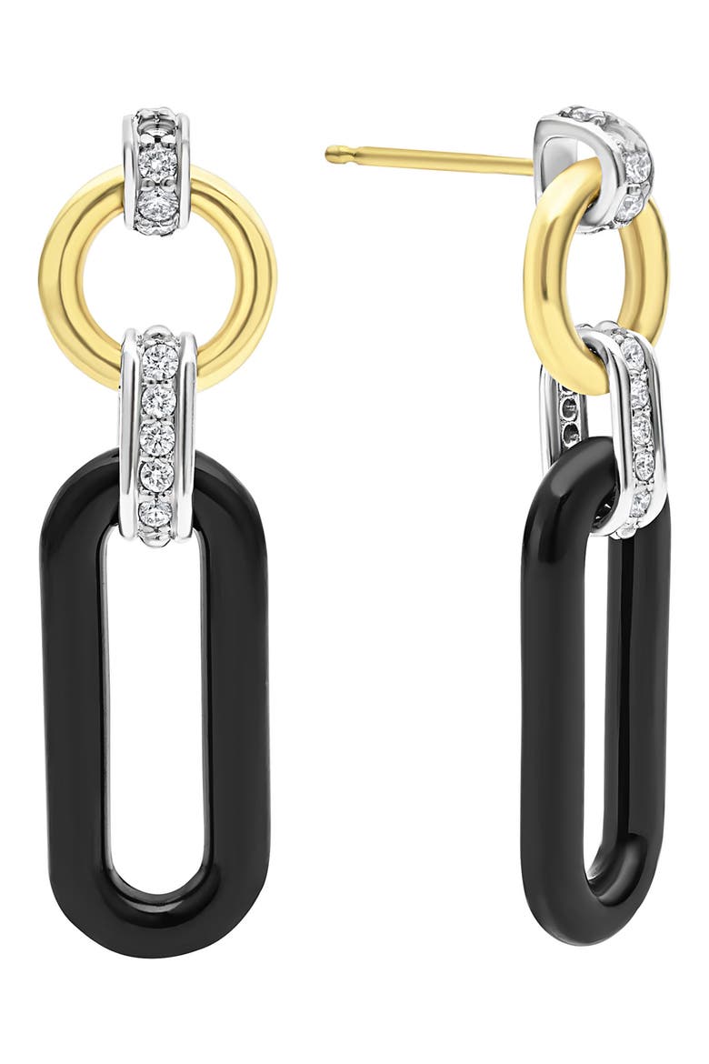 Signature Caviar Links Drop Earrings, Alternate, color, BLACK
