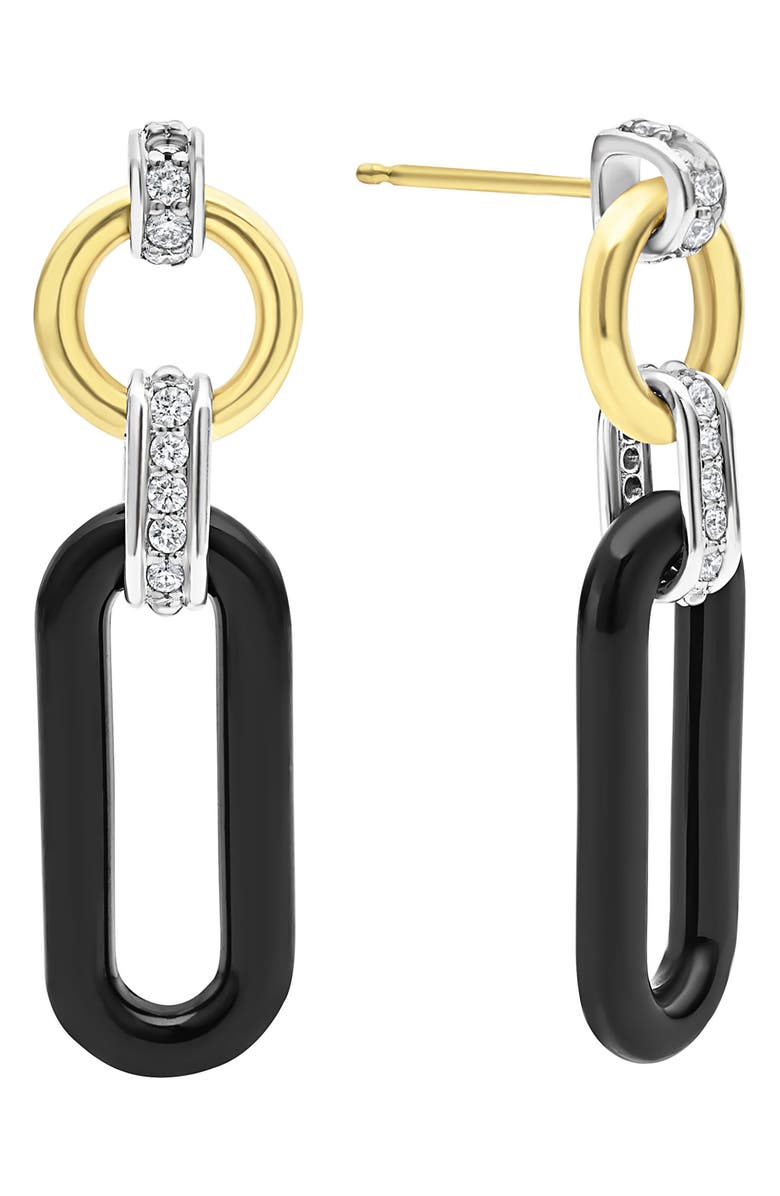 LAGOS Signature Caviar Links Drop Earrings, Alternate, color, Black