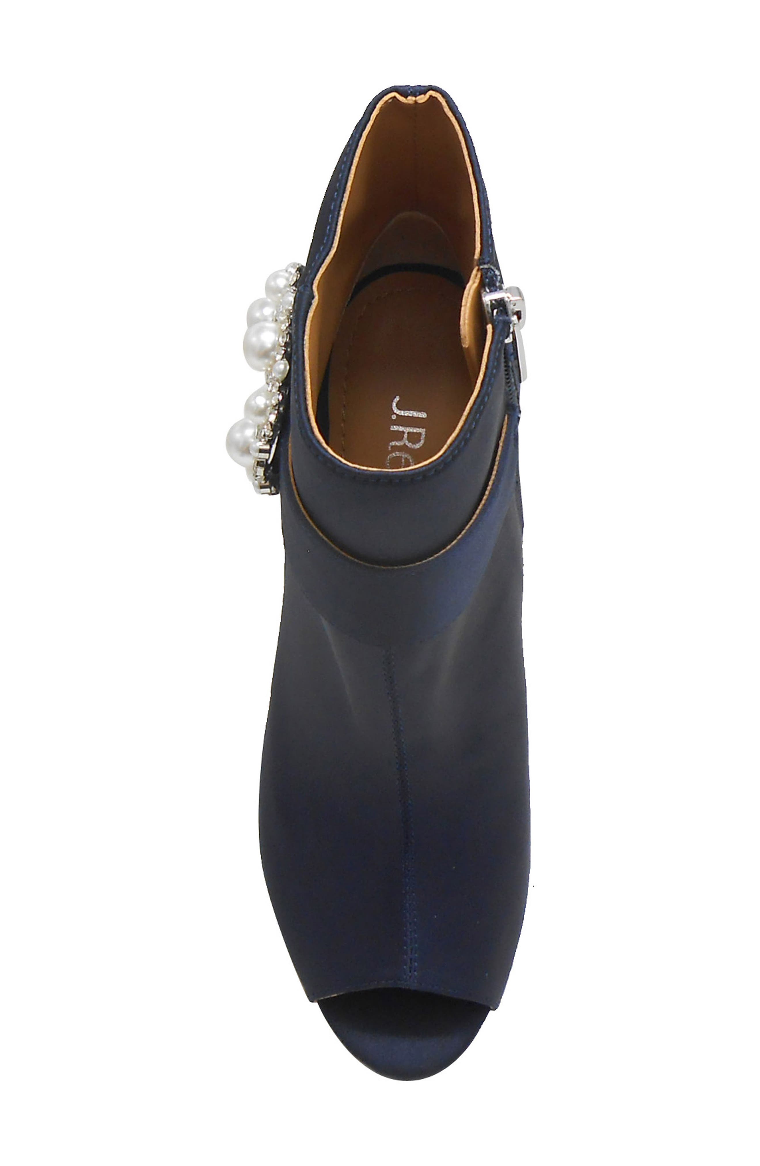 Pranati Embellished Open Toe Bootie, Alternate, color, NAVY SATIN