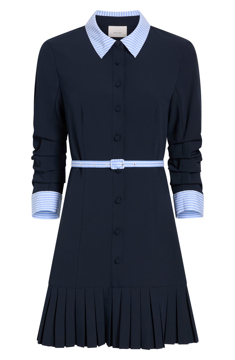 Cinq à Sept Lucilla Belted Shirtdress, Alternate, color, Navy/ Blue Stripe