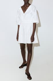 MANGO Floral Embroidered Cotton Minidress