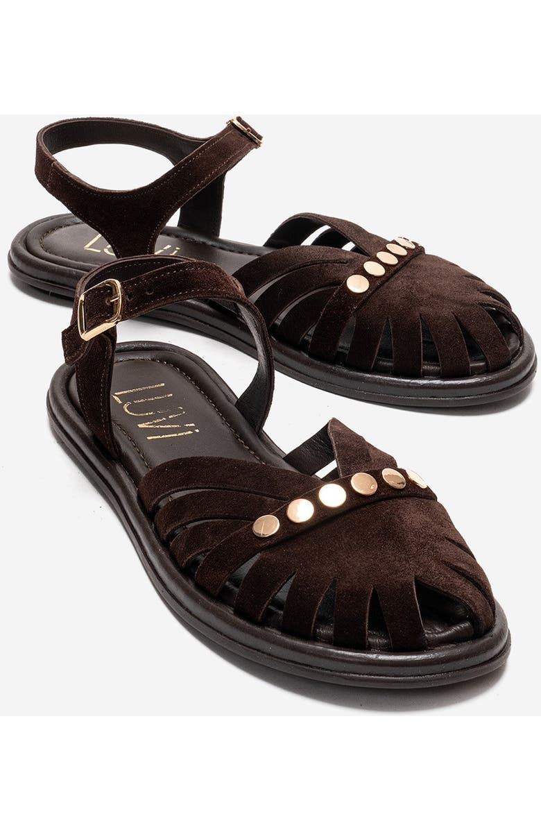 Forever & Always Shoes Chiela Leather Ankle Strap Sandal, Main, color, Brown Suede