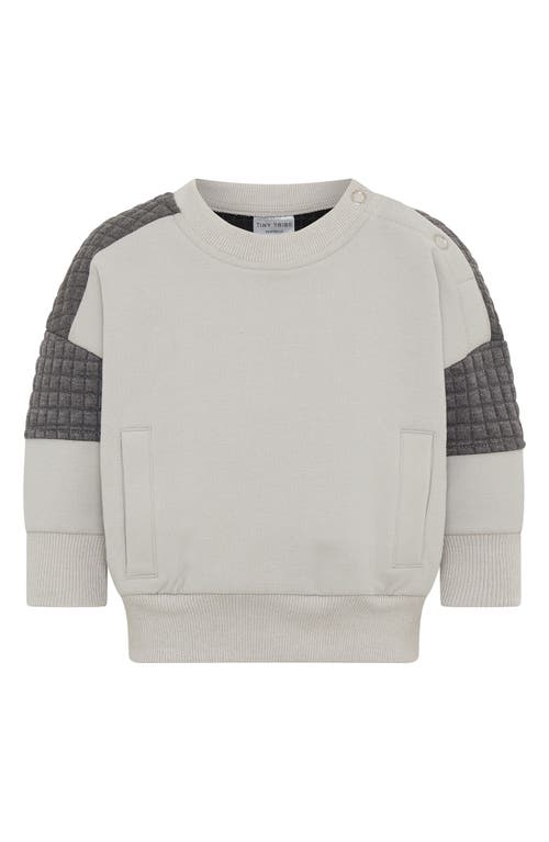 Tiny Tribe Babies'  Segment Mixed Media Sweatshirt In Gray