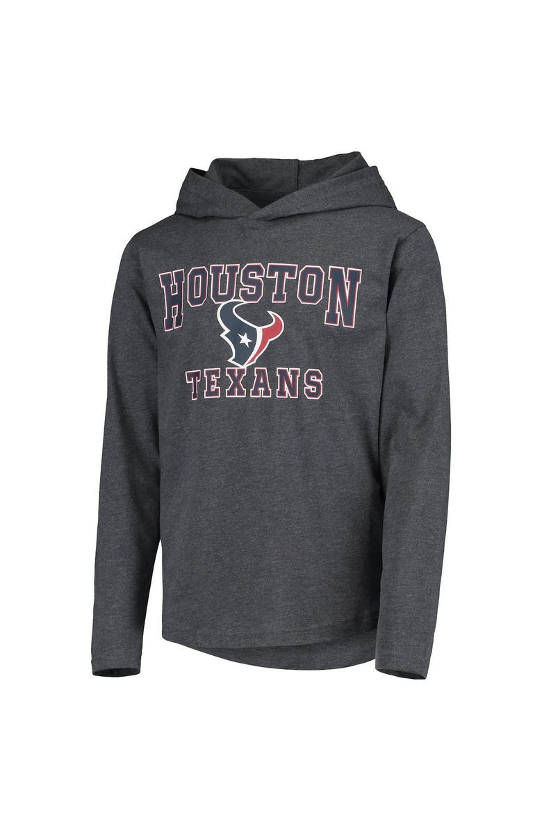 Outerstuff Youth Heathered Gray Houston Texans First Round Pick Long Sleeve Hoodie T-Shirt, Alternate, color,