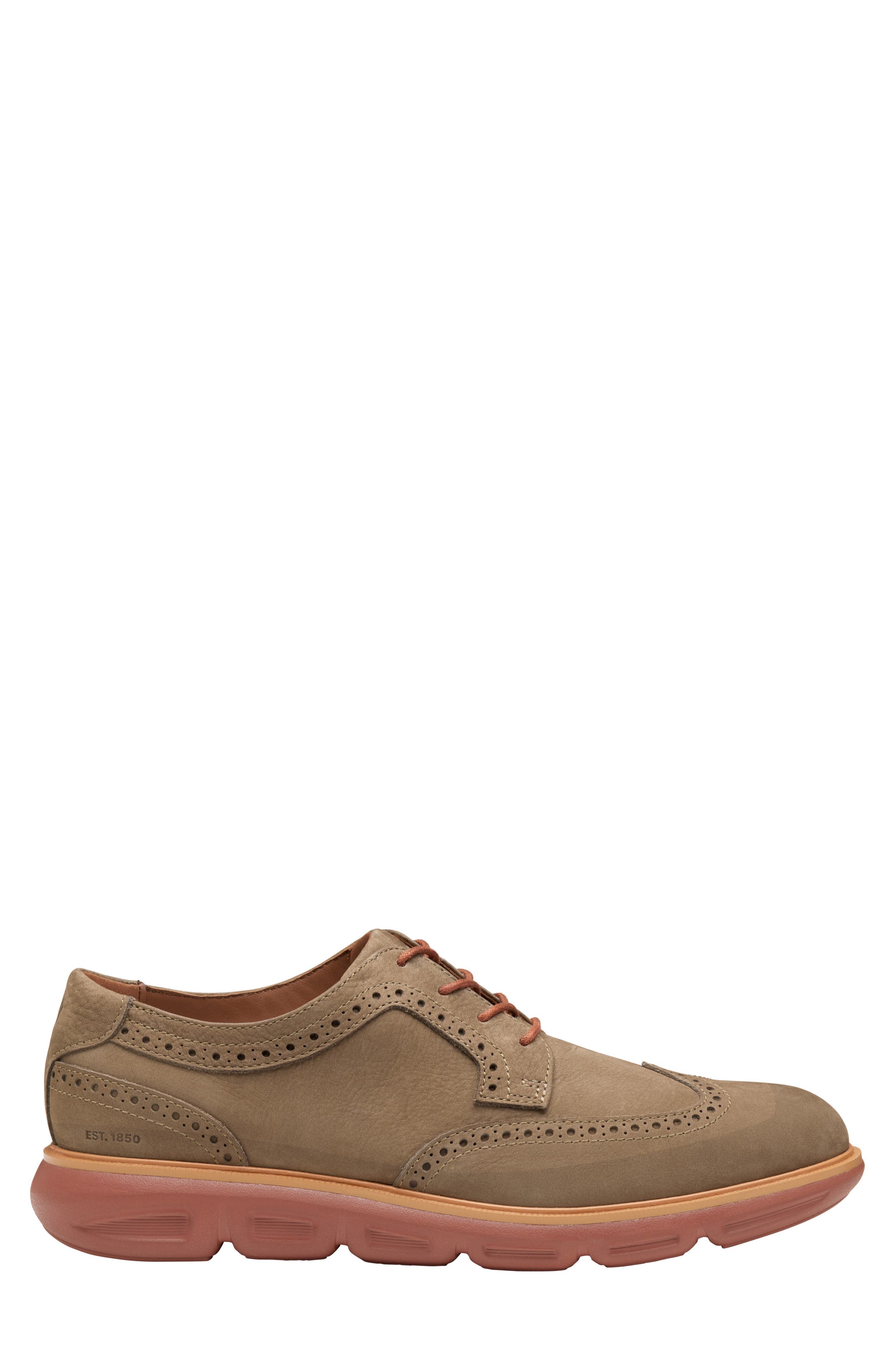 Larkin Wingtip Derby, Alternate, color, TAUPE NUBUCK