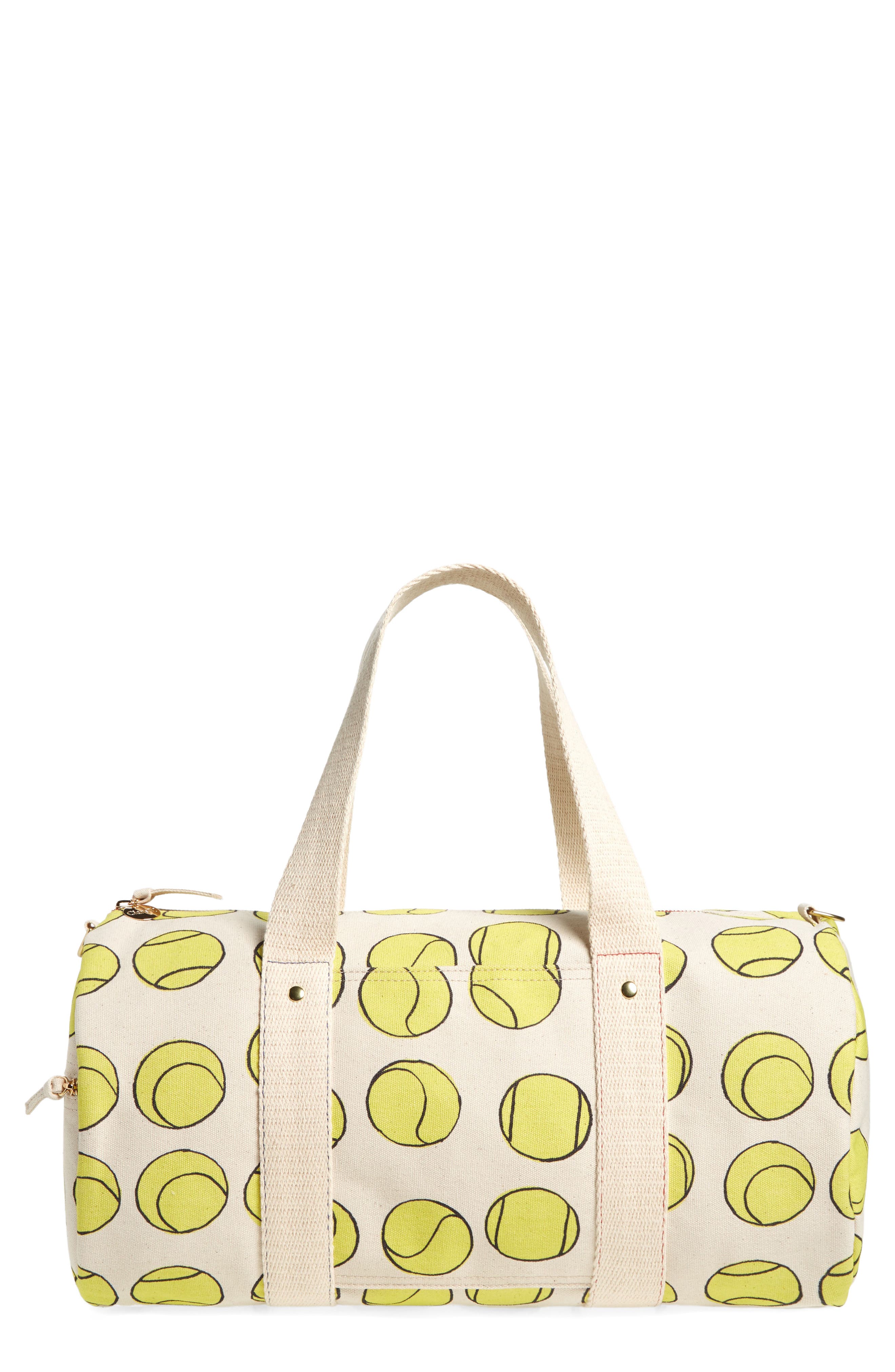 Clare V. Tennis Balls Canvas Duffle Bag, Main, color, 