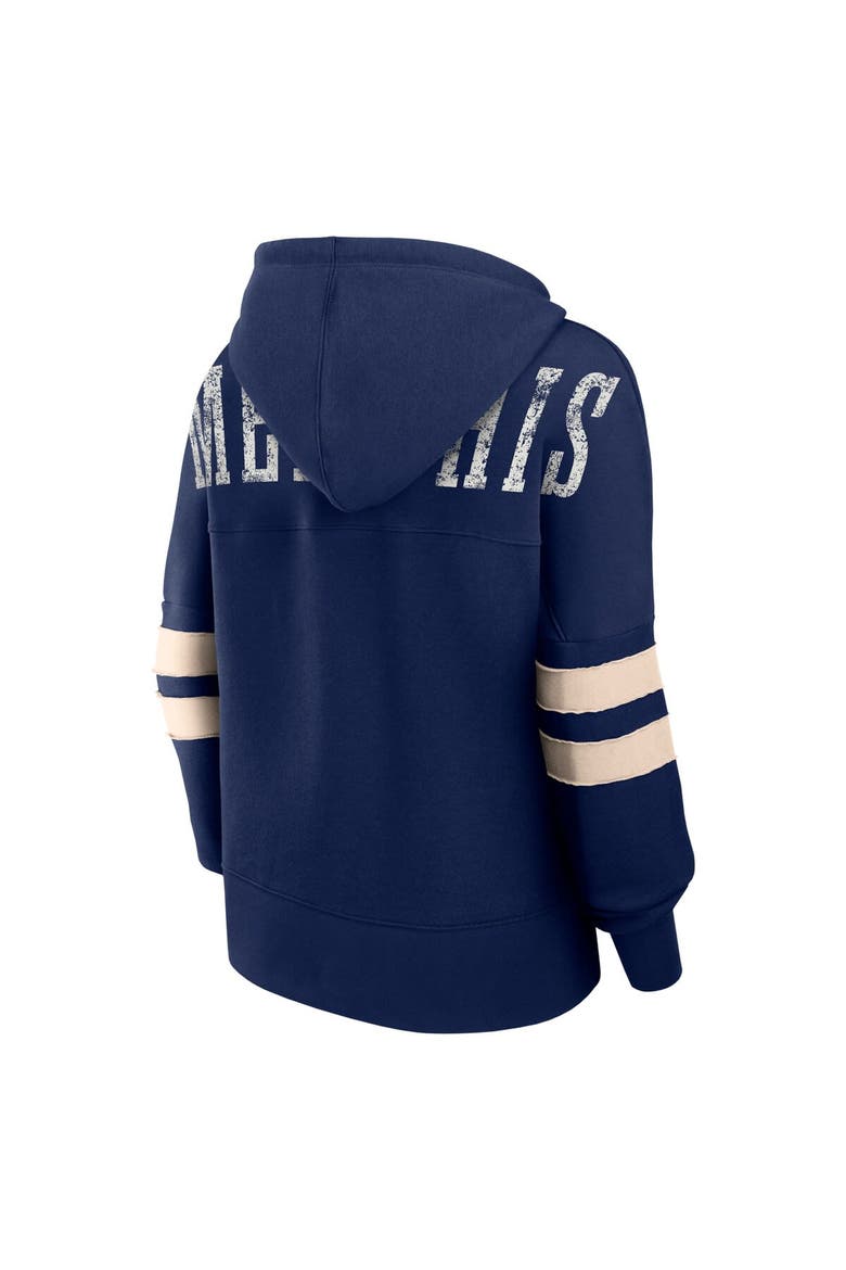 Women's Fanatics Branded Navy Memphis Grizzlies Bold Move Dolman V-Neck Pullover Hoodie, Alternate, color, Navy