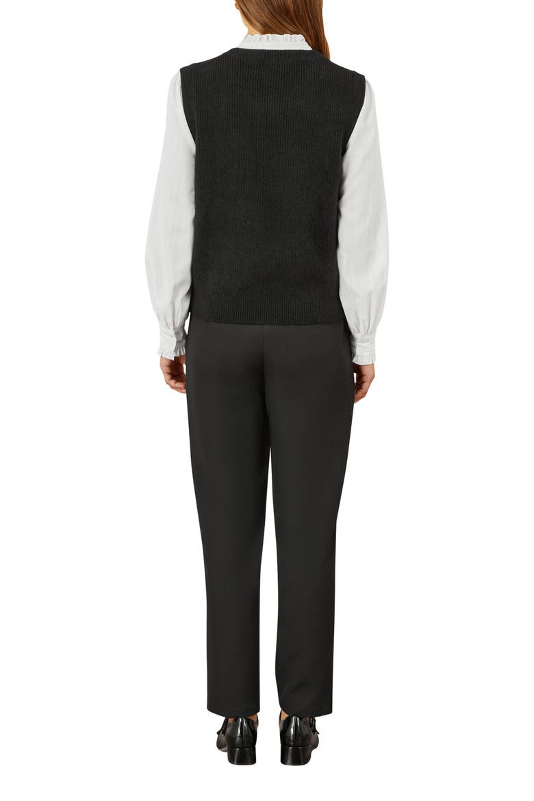 Knitted Floral Sleeveless Sweater Vest, Alternate, color, Black