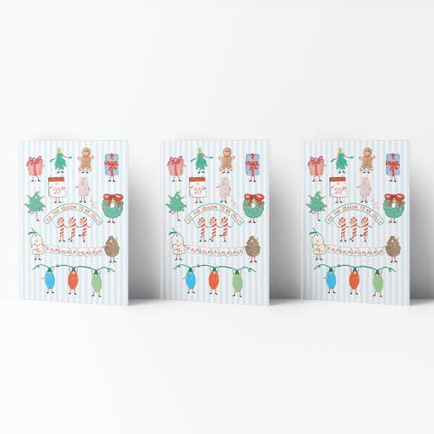 Jolly People Winter/Holiday/Christmas Greeting Card Pack Sets (3 ct)
