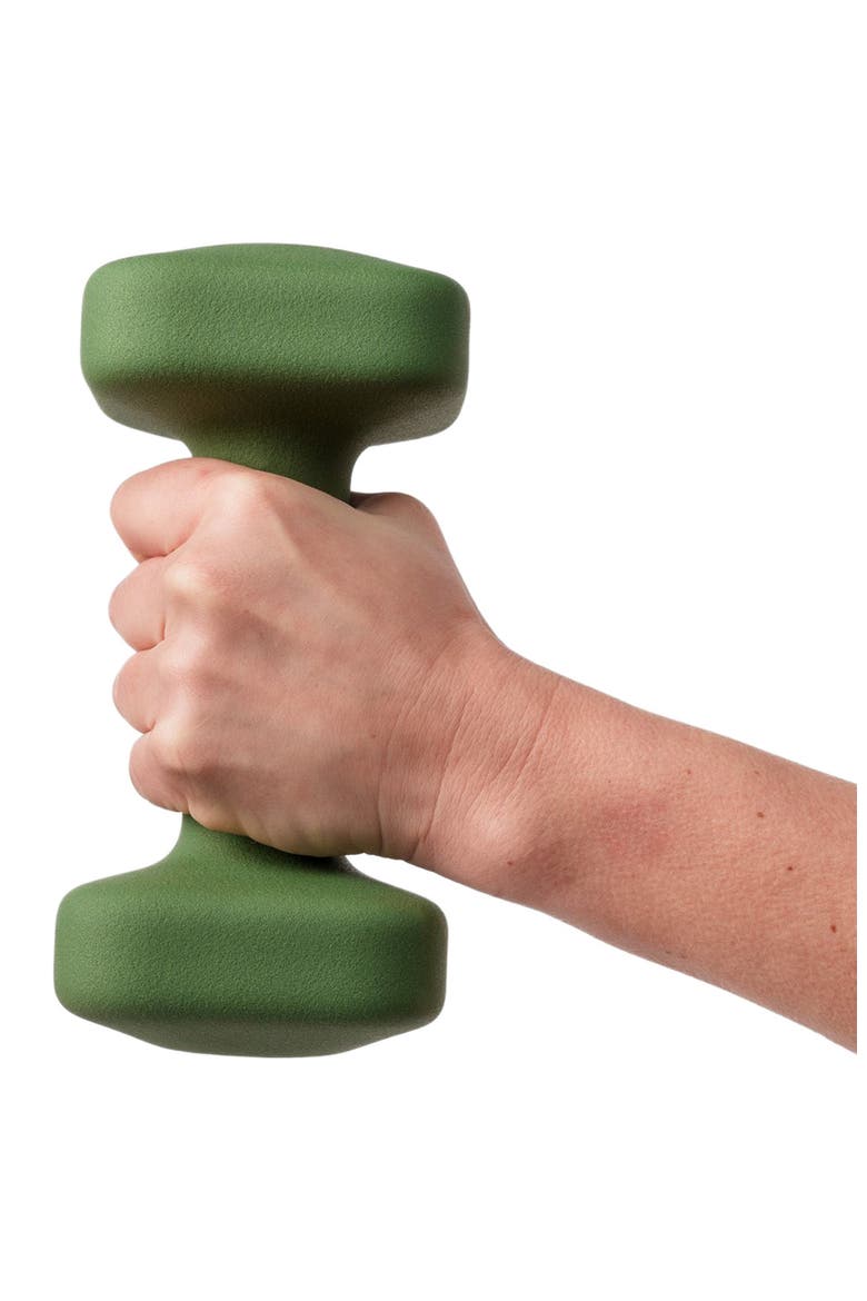 SafeGrip Dumbbells Medium Set with Dark Rack - 5, 8, 10, 12 lbs, Alternate, color, Forest Green