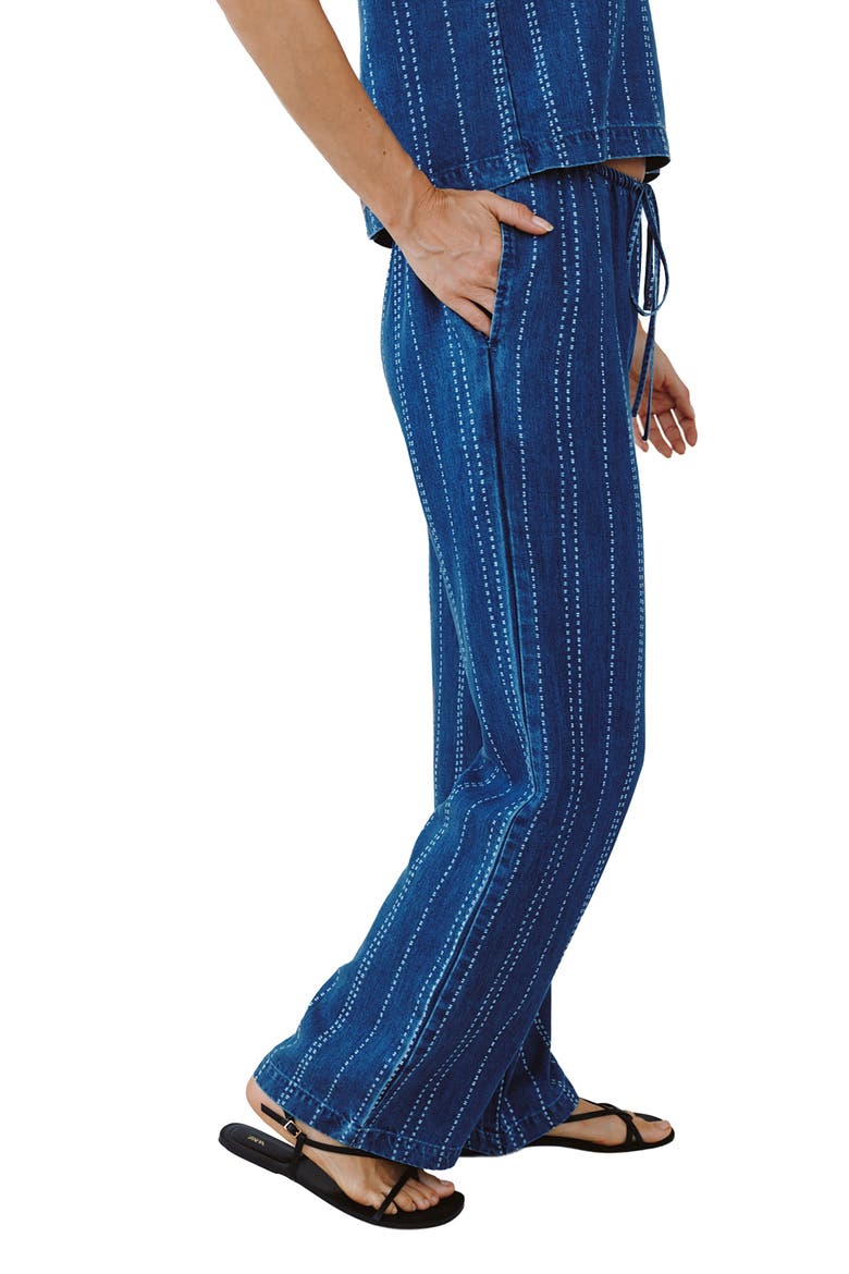 Indigo Stripe Drawstring Tencel™ Pants, Alternate, color, INDIGO STRIPE