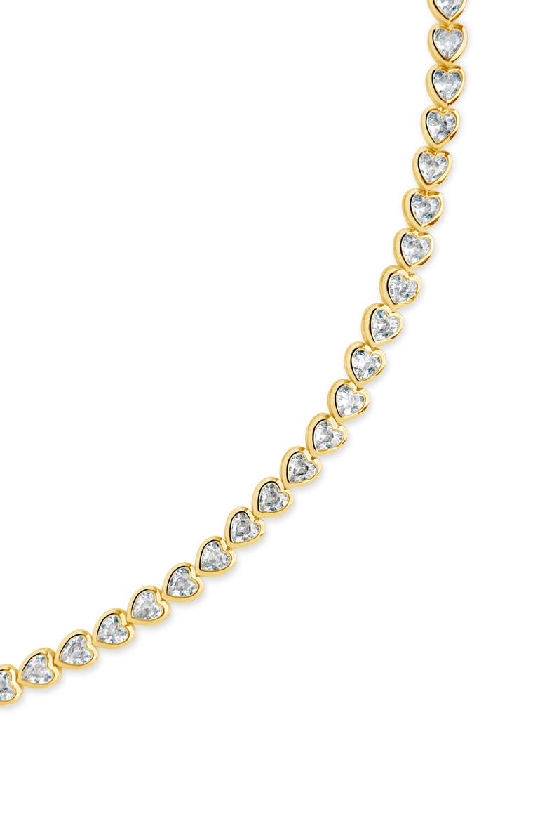 Sterling Forever 14K Gold Plated Cubic Zirconia Heart Tennis Bracelet, Alternate, color, Gold