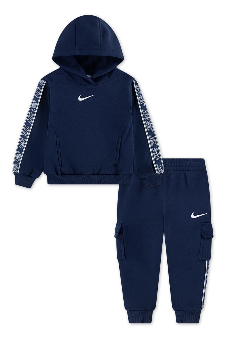 Kids' Logo Taping Hoodie & Cargo Joggers Set, Main, color, MIDNIGHT NAVY