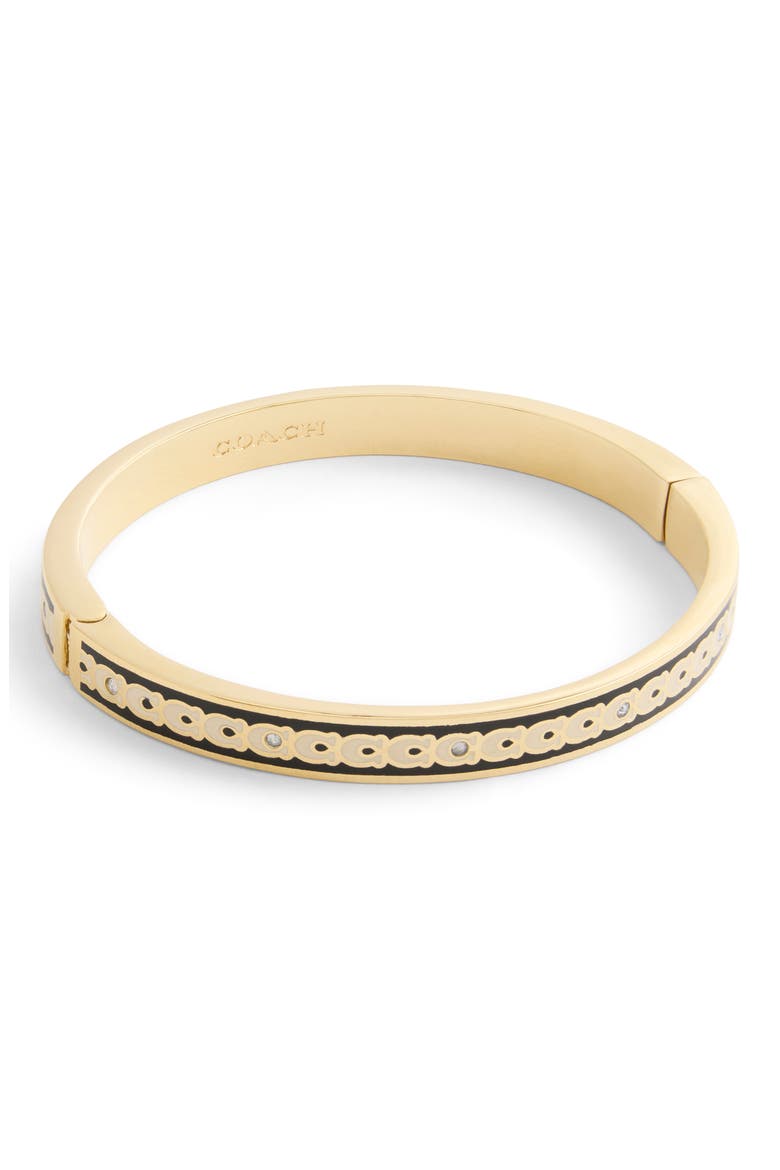 Enamel C Hinge Bracelet, Alternate, color, BLACK/ GOLD