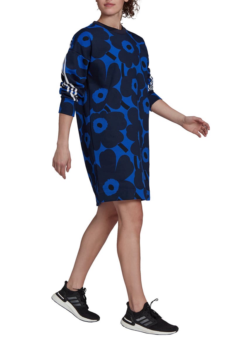 x Marimekko Long Sleeve Fleece Dress, Alternate, color, BOLD BLUE