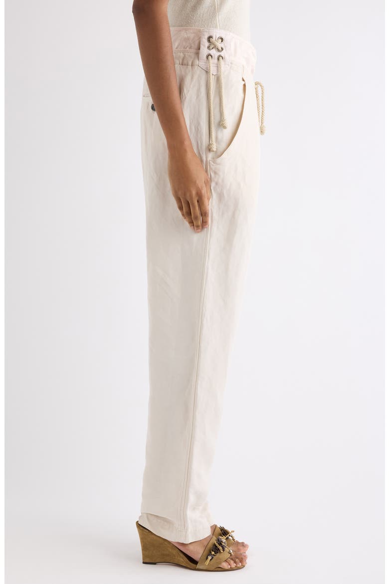Sharon Linen & Silk Straight Leg Pants, Alternate, color, ECRU