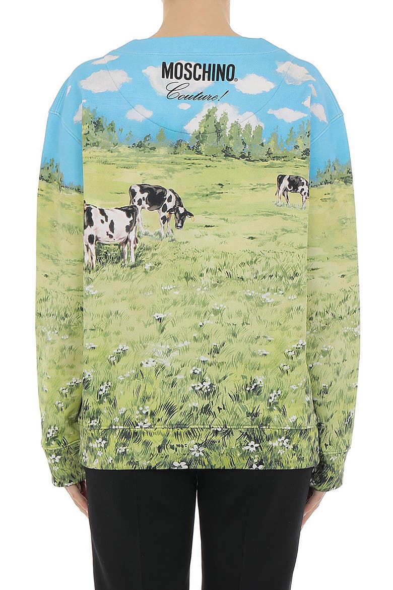 Countryside Cow Print Cotton Sweatshirt, Alternate, color, 1888 FANTASY PRINT