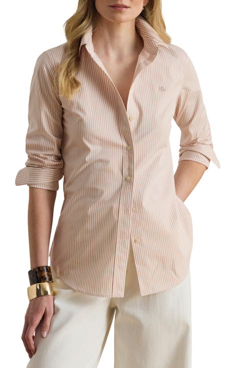 Stripe Stretch Cotton Button-Up Shirt