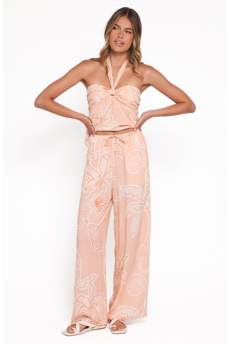 Lira High Waist Floral Print Pants, Alternate, color, PEACH FLORAL