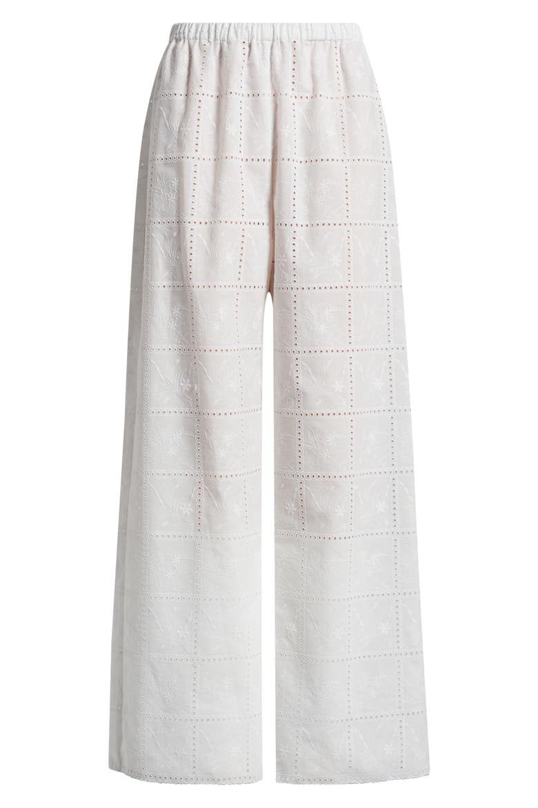Mora Broderie Anglaise Wide Leg Pants, Alternate, color, BRODERIE WHITE