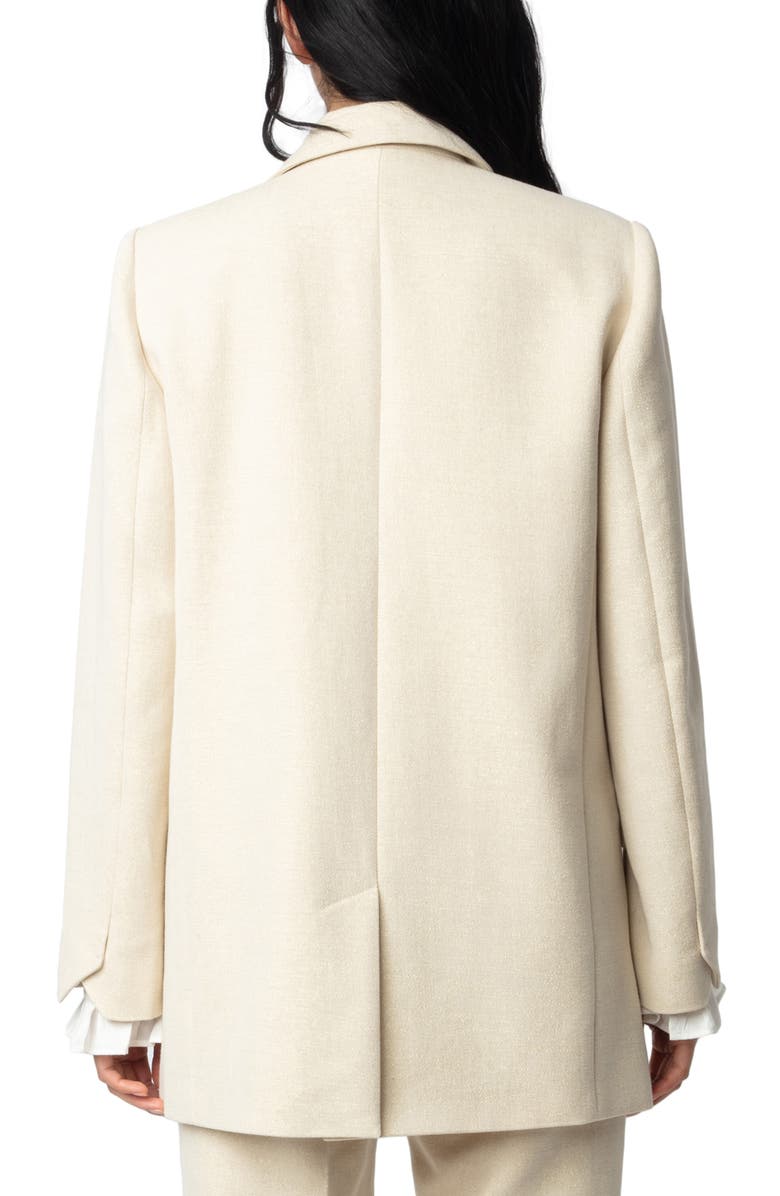 Zadig & Voltaire Viva Shimmer Cotton Blend Blazer, Alternate, color, 
