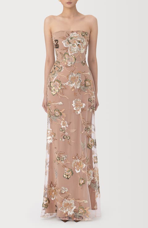 Pippa Floral Embellished Mesh Gown