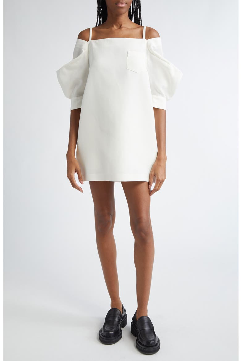 cold shoulder cotton dress Cold Shoulder Silk & Cotton Double Face Shift Dress (Women)