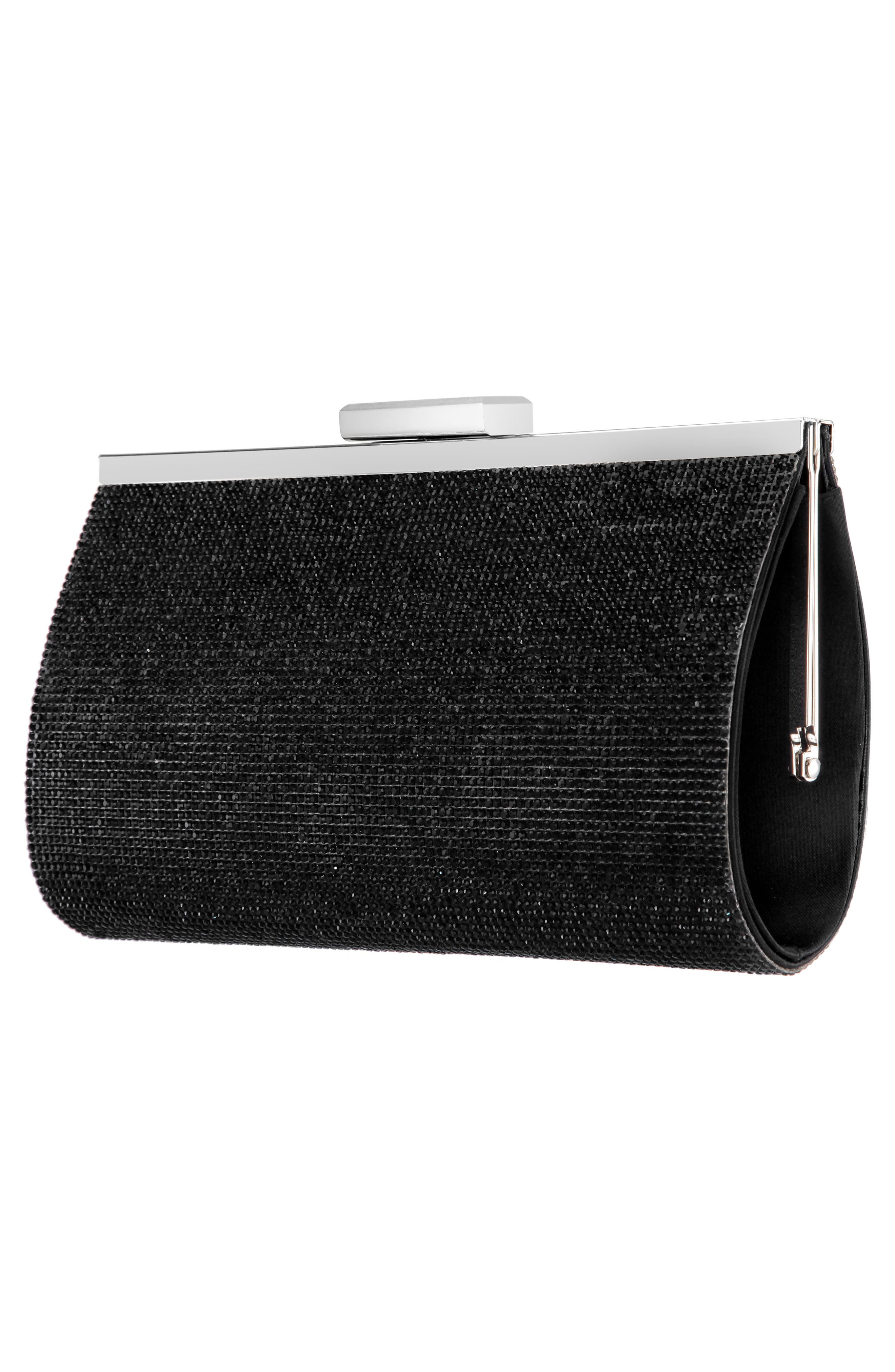 Crystal Frame Clutch, Alternate, color, BLACK