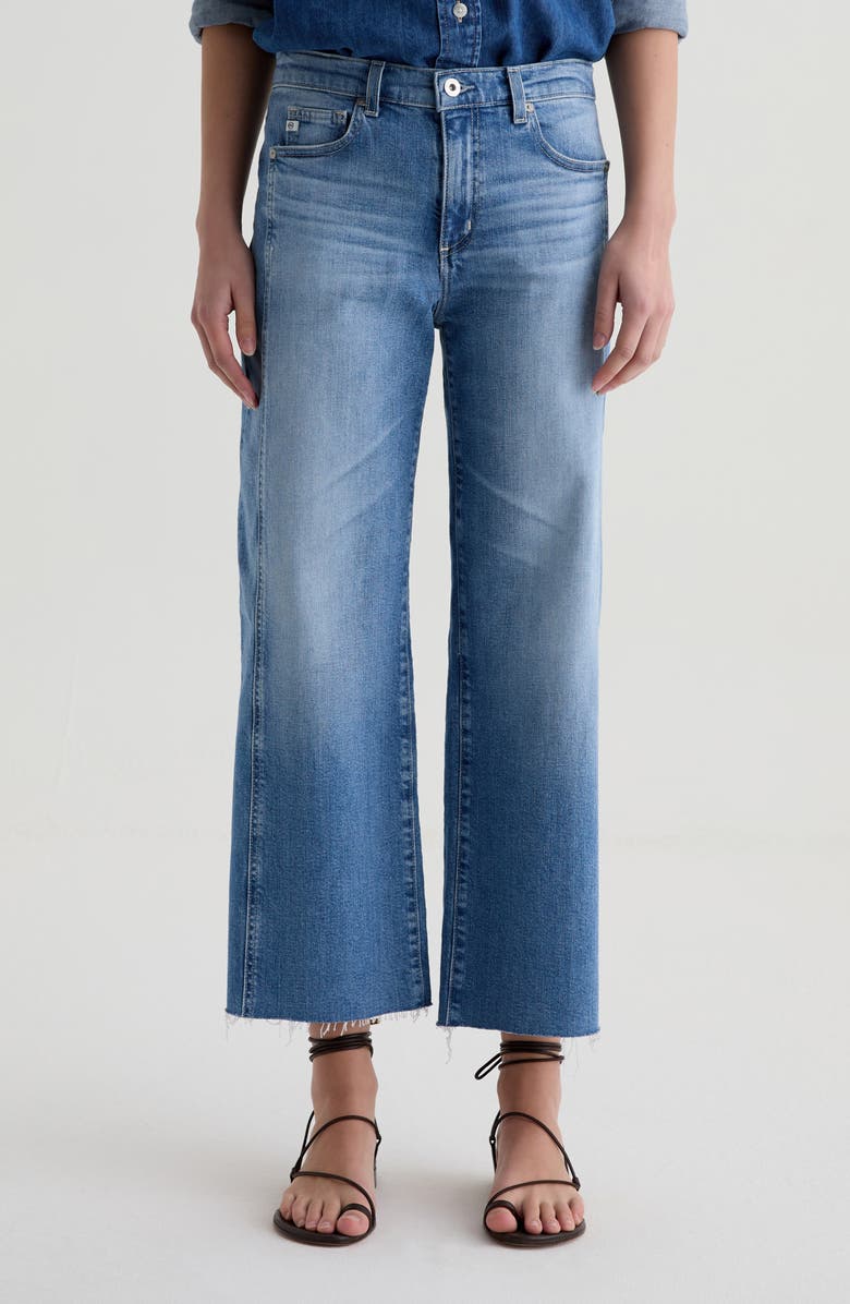 AG Saige Paneled Raw Hem Ankle Wide Leg Jeans, Main, color, Rosarito