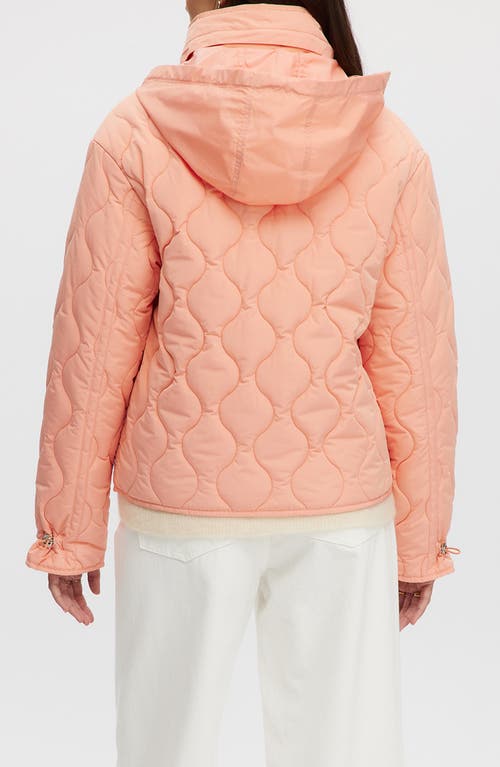 Noize Philipa Water Resistant Hooded Quilted Jacket In Coral