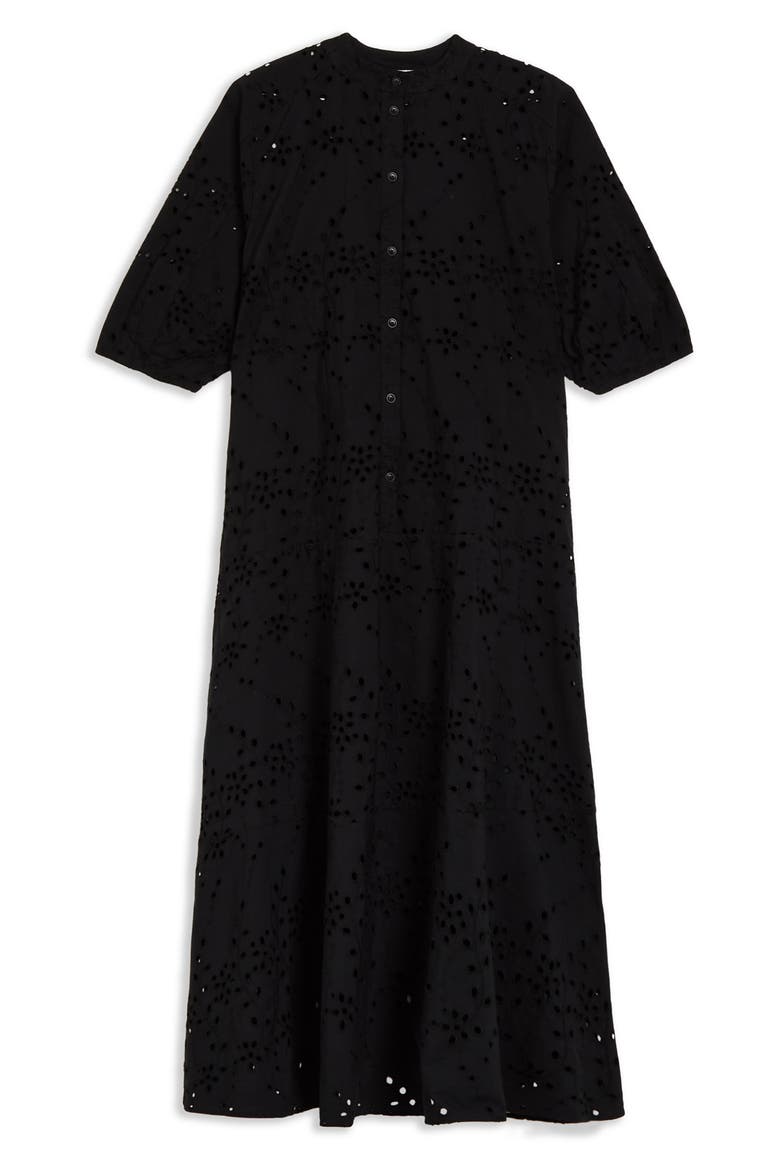 Nikaia Cotton Eyelet Shirtdress, Alternate, color, BLACK