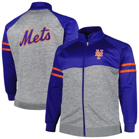 Men's Royal/Heather Gray New York Mets Big & Tall Raglan Full-Zip Track Jacket