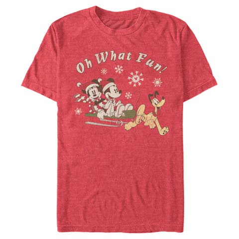 Men's Mickey & Friends Oh What Fun Sled  Graphic T-Shirt