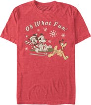 Mickey & Friends Men's Mickey & Friends Oh What Fun Sled Graphic T-Shirt