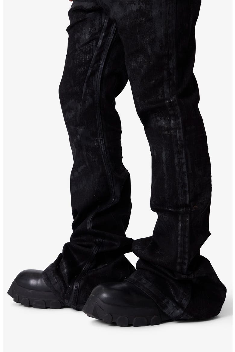 Super Stacked Hem Jeans, Alternate, color, WAXED BLACK