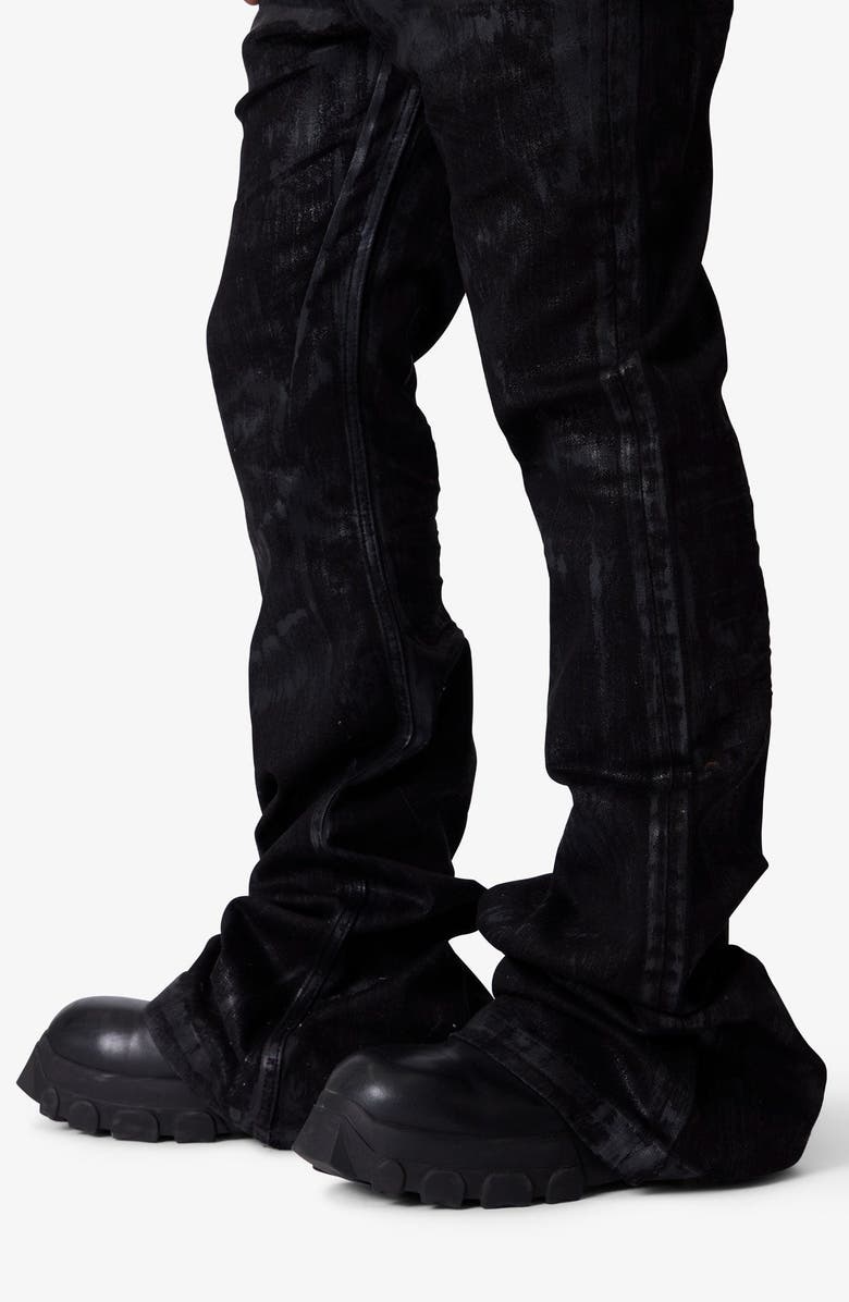 mnml Super Stacked Hem Jeans, Alternate, color, Waxed Black