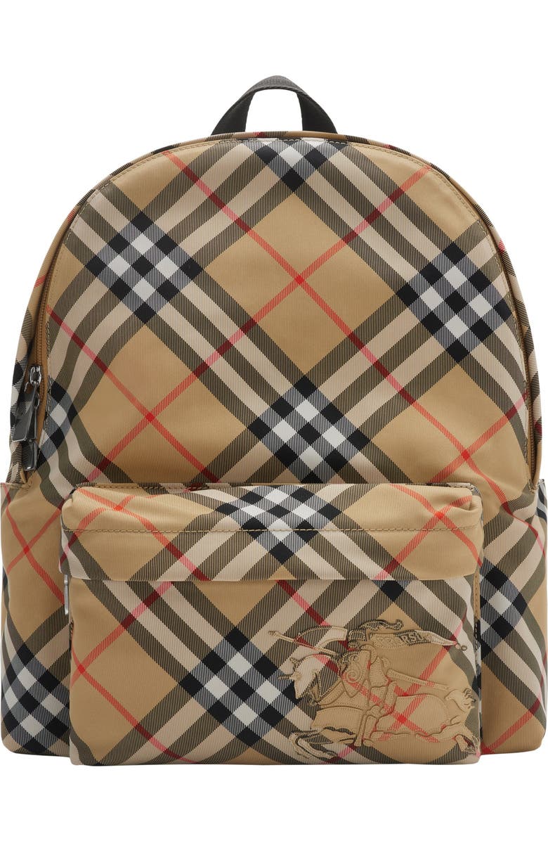 Burberry Small Check Backpack, Main, color, Sand