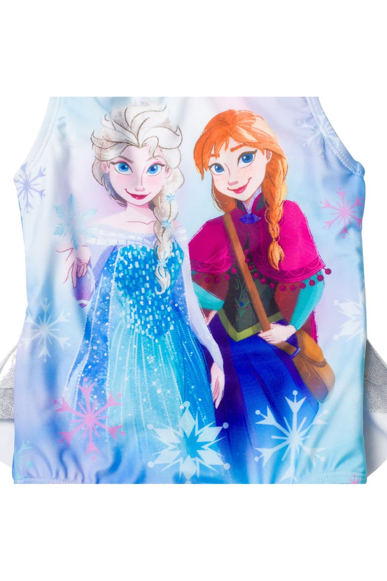 Frozen Sleeveless One Piece Swimwear, Alternate, color, Elsa Anna Watercolor