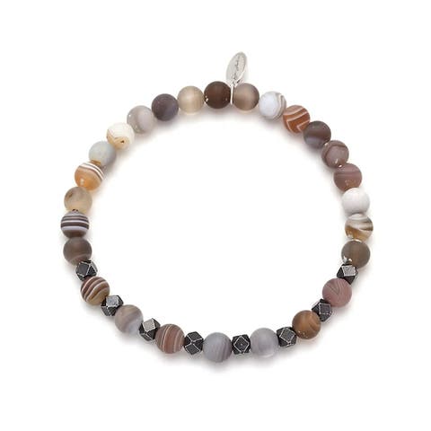 6mm Matte Agate Bead With Burnished Silver Bead