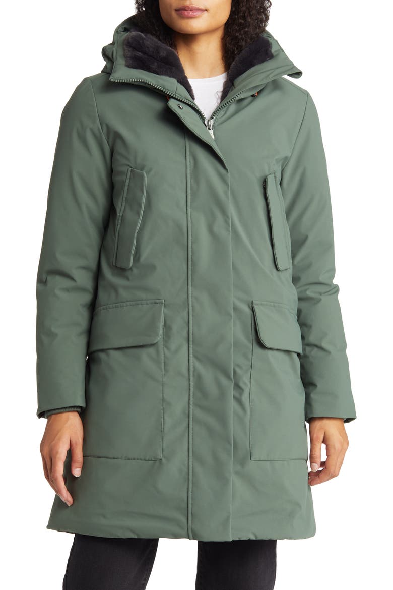 Shani Faux Fur Lined Waterproof Recycled Polyester Parka, Alternate, color, THYME GREEN
