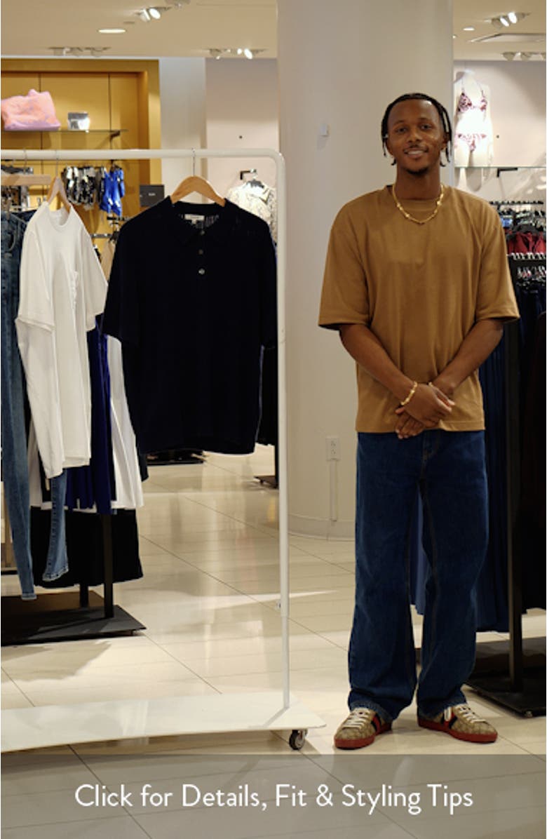 Tuck Stitch Three-Button Polo Sweater, sales video thumbnail