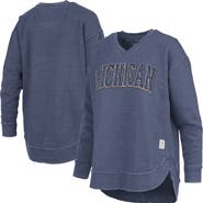 PRESSBOX Women's Pressbox Navy Michigan Wolverines Westin Poncho V-Neck Pullover Sweatshirt